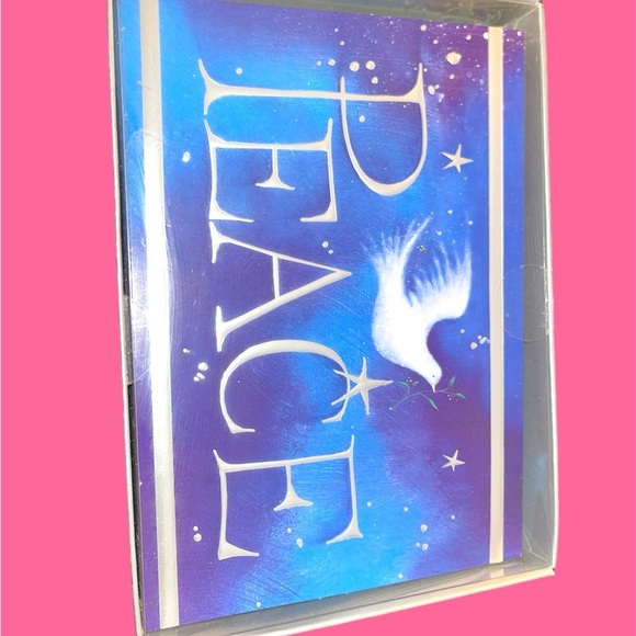 Blue and White Christmas Peace cards with Dove - Picture 2 of 4